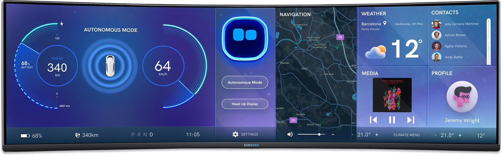 ARA infotainment — curved in-car screen