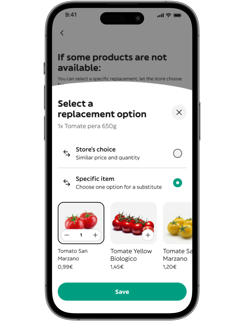Replacements modal